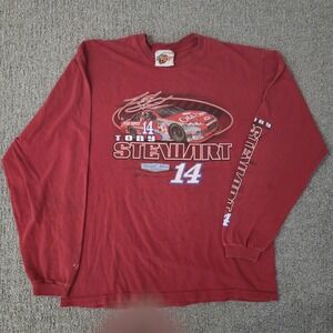 Vintage Winners Circle Tony Stewart #14 NASCAR Long Sleeve T-Shirt Red Men's L